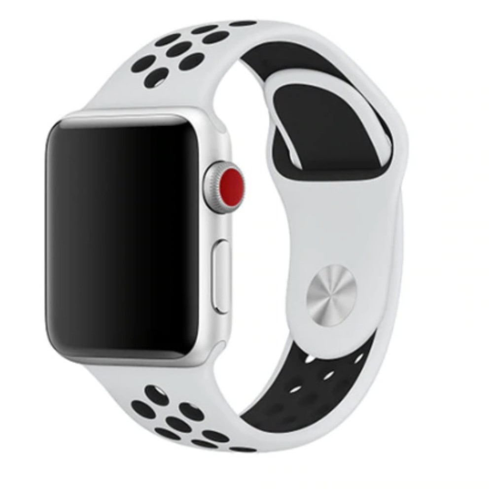 NEW BLACK WHITE Silicone Band  For Apple Watch
